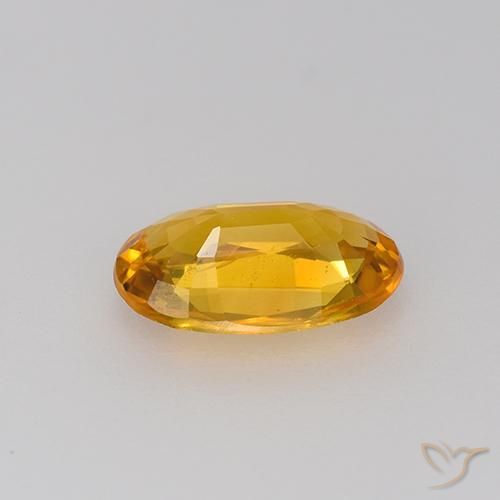 Sapphire Gemstone in 7.7 x 4.9 mm Size for Sale, Sapphire Stone in Dark Orange-Gold Color