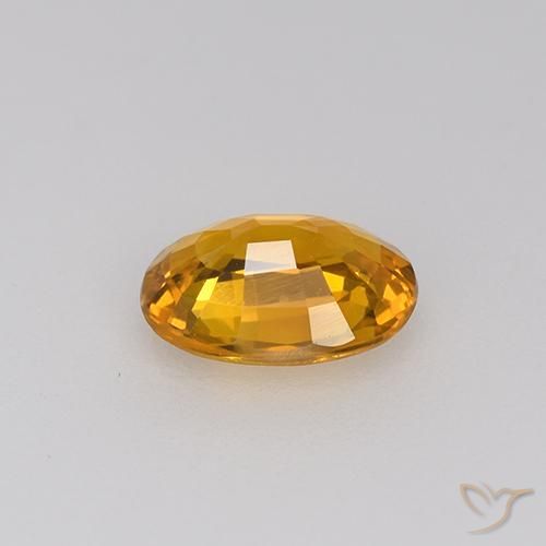 Sapphire Gemstone in 6.5 x 4.7 mm Size for Sale, Sapphire Stone in Deep Orange-Gold Color