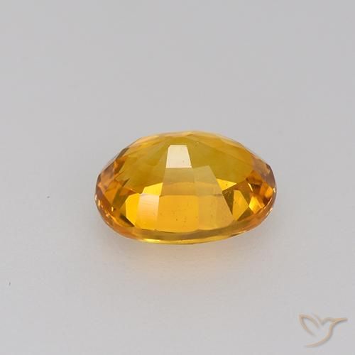 Sapphire Gemstone in 6.1 x 4.8 mm Size for Sale, Sapphire Stone in Deep Orange-Gold Color