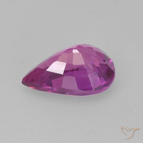 Sapphire Gemstone in 6.6 x 4.6 mm Size for Sale, Sapphire Stone in Deep Pinkish Purple Color