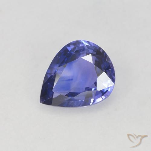 6,2 x 5mm birnenschliff blauer Saphir aus Tansania, Gewicht von 0,64 ct, natürlicher Edelstein in VS Reinheit, 1 Stück birnenschliff Saphir - Farbe: Intensives Violettblau, Mohs-Härte von 9 Geeignet für den täglichen Gebrauch im Schmuck, September Geburtsstein, Photo A