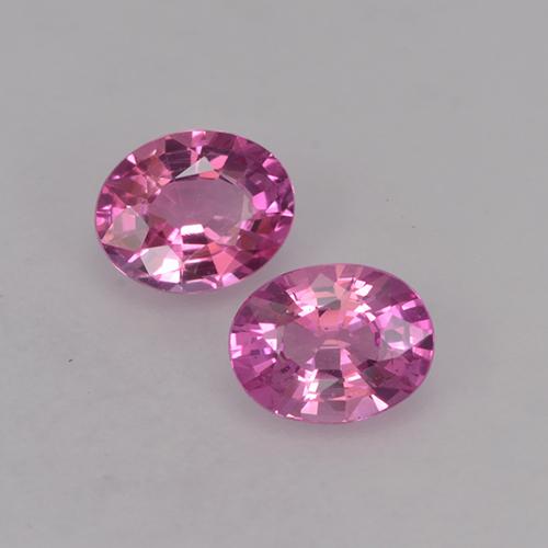 Matching Pair of 5.1 x 4mm Oval Facet Purple Sapphire, Weight of 0.89ct total / avg. 0.45ct each, Matching Sapphire Pair in VVS-VS Clarity in Magenta Color, Natural heated gemstone, Mohs Hardness 9 suitable for daily wear jewelry, Traditional April Birthstone, Photo A