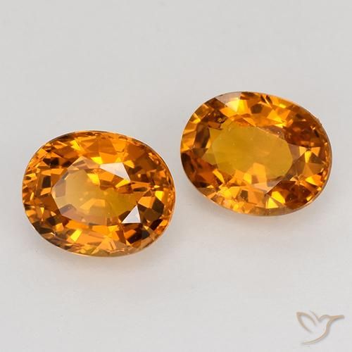 1.41 ctw Orange Sapphire Stones, Natural Sapphire in Oval Facet Shape for Sale