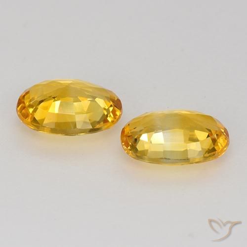Sapphire Gemstones in 6.3 x 4.3 mm Size for Sale, Sapphire Stones in Deep Golden Orange Color