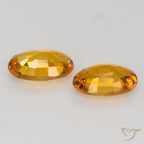 Sapphire Gemstones in 6.4 x 4.2 mm Size for Sale, Sapphire Stones in Golden Orange Color