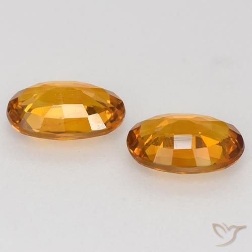 Sapphire Gemstones in 6.1 x 4.3 mm Size for Sale, Sapphire Stones in Medium Orange Color