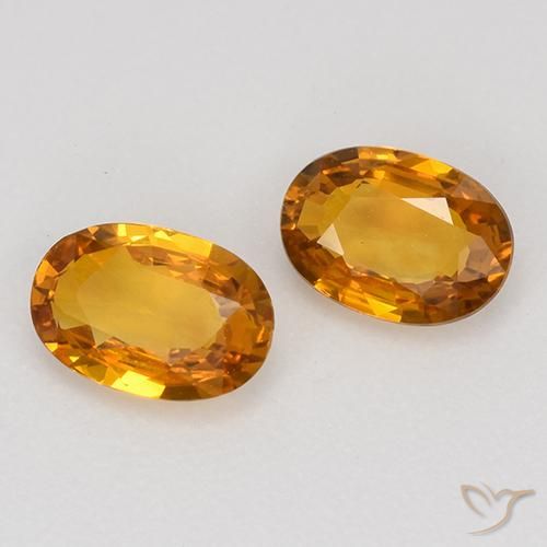 1.17 ctw Orange Sapphire Stones, Natural Sapphire in Oval Facet Shape for Sale