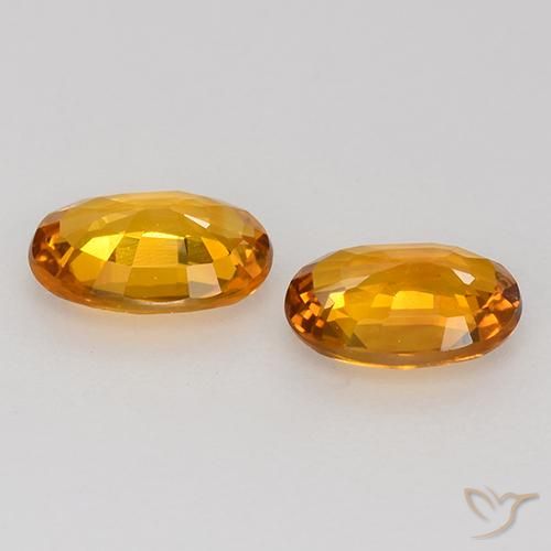 Sapphire Gemstones in 6.4 x 4.3 mm Size for Sale, Sapphire Stones in Brownish Orange Color