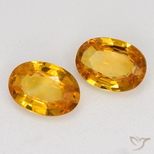 1.25 ctw Orange Sapphire Stones, Natural Sapphire in Oval Facet Shape for Sale