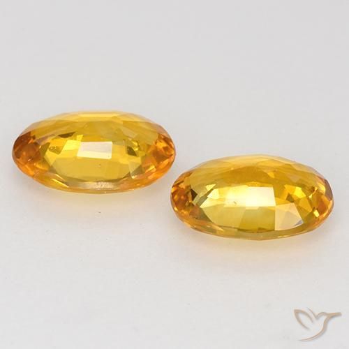 Sapphire Gemstones in 6.4 x 4.5 mm Size for Sale, Sapphire Stones in Medium Orange Color