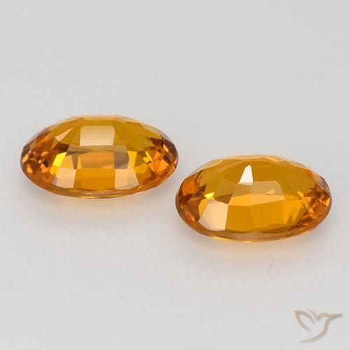 Sapphire Gemstones in 6 x 4 mm (calibrated) Size for Sale, Sapphire Stones in Deep Orange Color