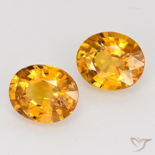 1.03 ctw Orange Sapphire Stones, Natural Sapphire in Oval Facet Shape for Sale