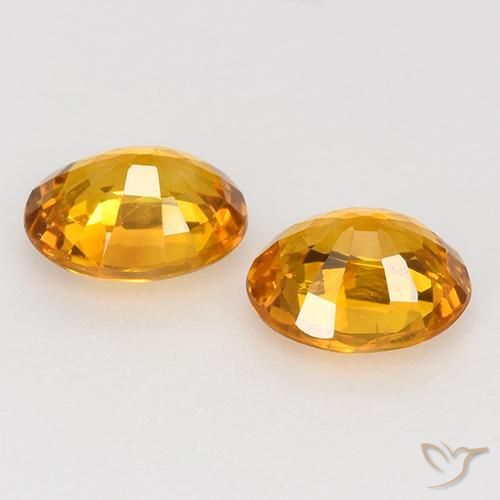 Sapphire Gemstones in 5.3 x 4.3 mm Size for Sale, Sapphire Stones in Golden Orange Color