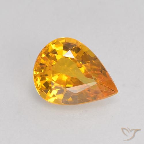 0.59ct Natural Deep Orange-Gold Sapphire, Pear Shape, VS