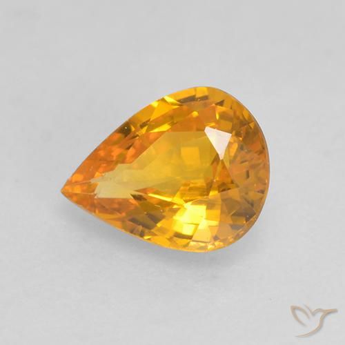 0.59 ct Golden Sapphire Stone, Natural Sapphire in Pear Facet Shape for Sale