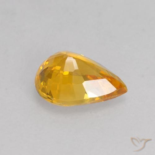 Sapphire Gemstone in 6 x 4.6 mm Size for Sale, Sapphire Stone in Deep Orange-Gold Color