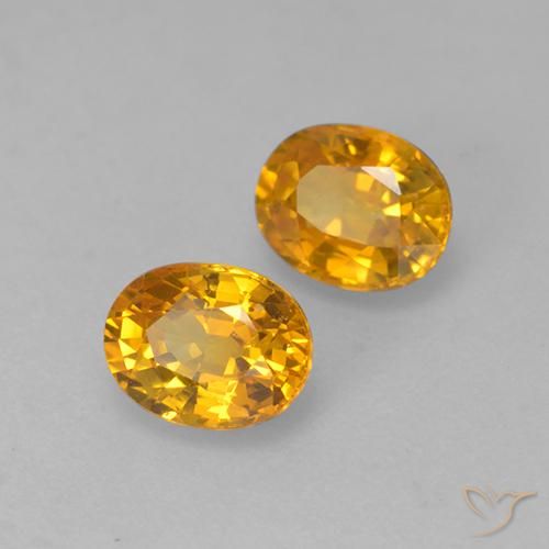 1.13 ctw Orange Sapphire Stones, Natural Sapphire in Oval Facet Shape for Sale