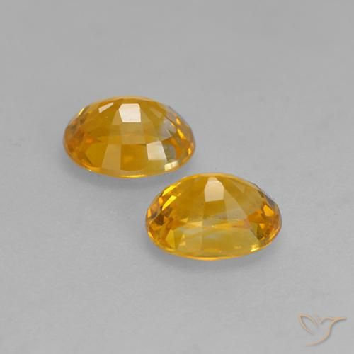 Sapphire Gemstones in 5.3 x 4.1 mm Size for Sale, Sapphire Stones in Apricot Orange Color