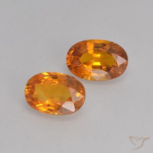 1.36 ctw Orange Sapphire Stones, Natural Sapphire in Oval Facet Shape for Sale