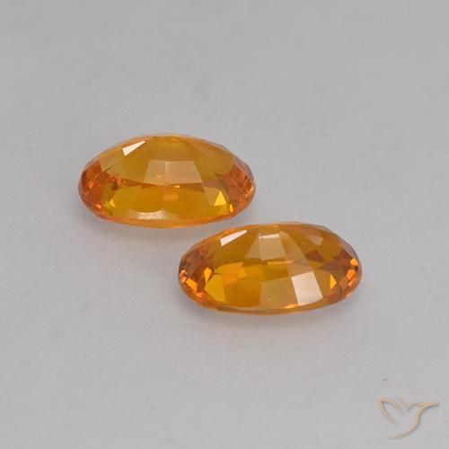 Sapphire Gemstones in 6.3 x 4.2 mm Size for Sale, Sapphire Stones in Apricot Orange Color
