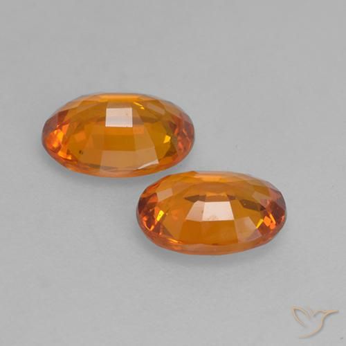 Sapphire Gemstones in 6.1 x 4.6 mm Size for Sale, Sapphire Stones in Medium Orange Color