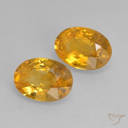 1.43 ctw Orange Sapphire Stones, Natural Sapphire in Oval Facet Shape for Sale