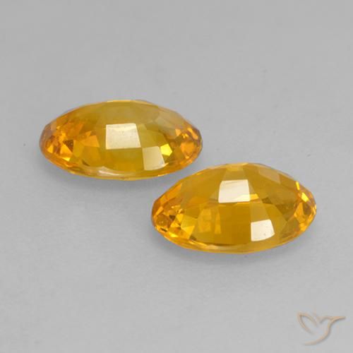 Sapphire Gemstones in 6.5 x 4.7 mm Size for Sale, Sapphire Stones in Apricot Orange Color
