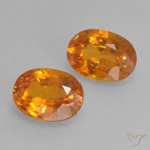 1.28 ctw Orange Sapphire Stones, Natural Sapphire in Oval Facet Shape for Sale