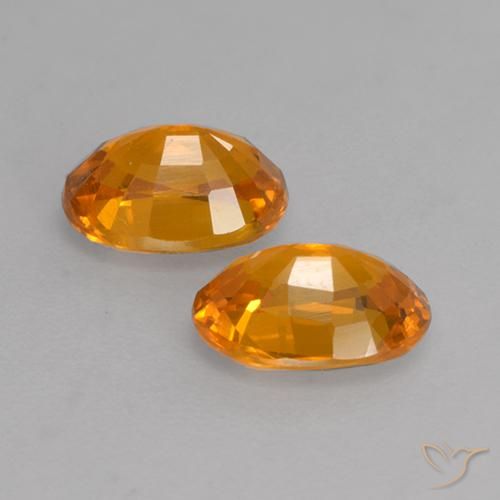 Sapphire Gemstones in 5.8 x 4.3 mm Size for Sale, Sapphire Stones in Medium Orange Color