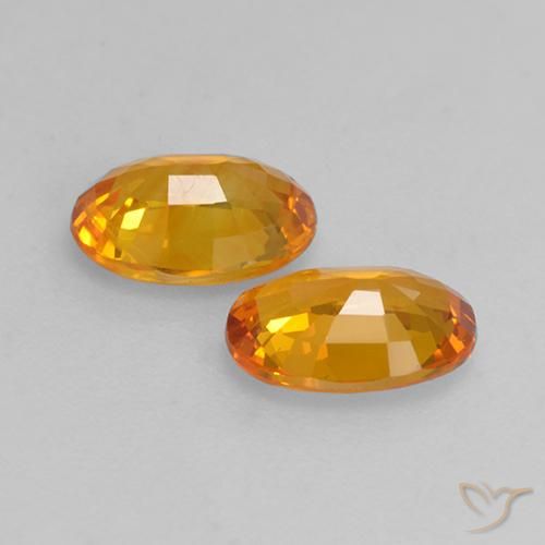 Sapphire Gemstones in 6.4 x 4.6 mm Size for Sale, Sapphire Stones in Apricot Orange Color