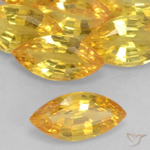 3.23 ctw Golden Sapphire Stones, Natural Sapphire in Marquise Facet Shape for Sale