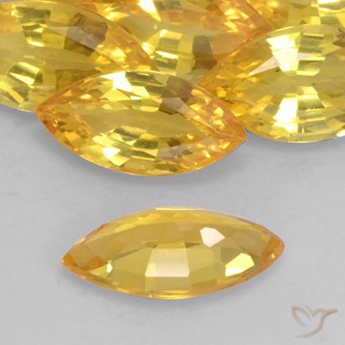 Sapphire Gemstones in 10.2 x 5.1 mm Size for Sale, Sapphire Stones in Golden Color