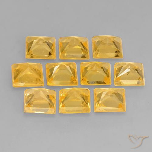 Sapphire Gemstones in 4 x 4 mm (calibrated) Size for Sale, Sapphire Stones in Medium Gold Color