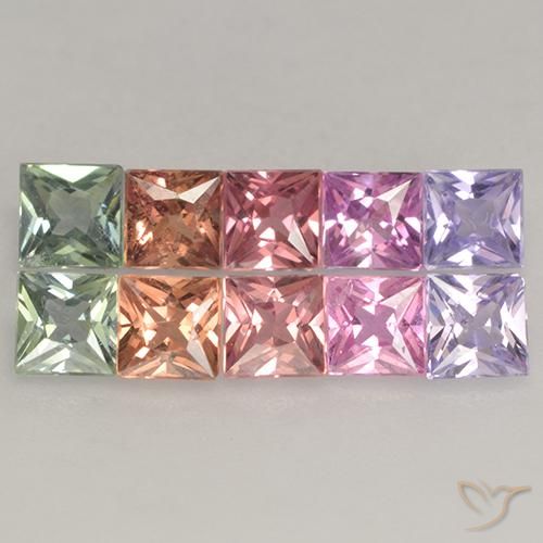 Multicolor Zafiro Gema - 0.3ct Corte Princesa (ID: 530028)