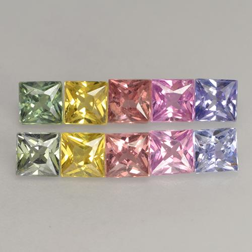 マルチカラー サファイア 宝石 - 0.2ct プリンセスカット (ID: 530031)