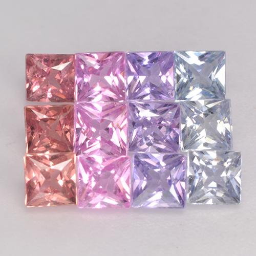 Mehrfarbig Saphir Edelstein - 0.2ct Prinzess-Schliff (ID: 530034)