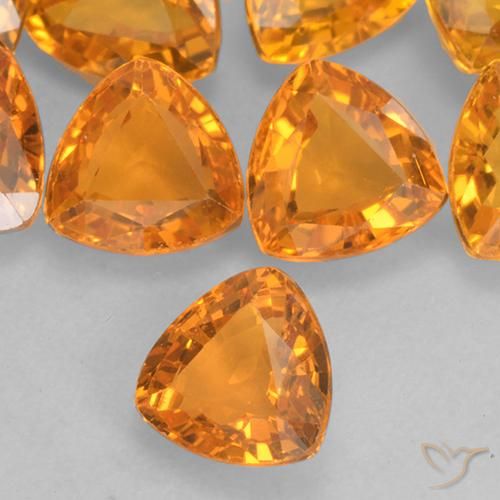 7.34 ctw Orange Sapphire Stones, Natural Sapphire in Trillion Facet Shape for Sale