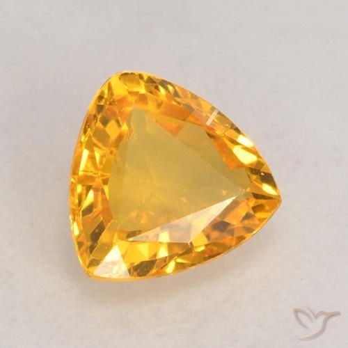 0.64 ct Golden Sapphire Stone, Natural Sapphire in Trillion Facet Shape for Sale