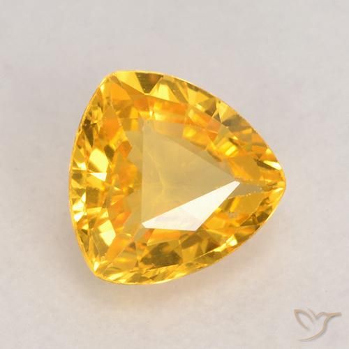 0.62 ct Golden Sapphire Stone, Natural Sapphire in Trillion Facet Shape for Sale