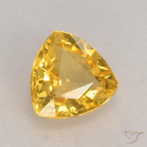 0.63 ct Golden Sapphire Stone, Natural Sapphire in Trillion Facet Shape for Sale