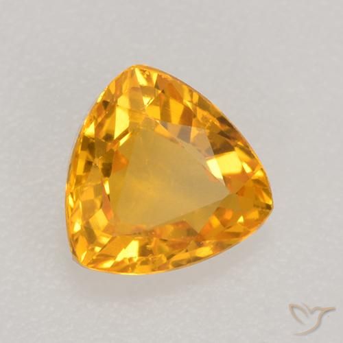 0.64 ct Golden Sapphire Stone, Natural Sapphire in Trillion Facet Shape for Sale