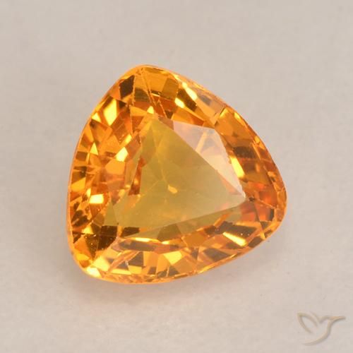 0.76 ct Golden Sapphire Stone, Natural Sapphire in Trillion Facet Shape for Sale