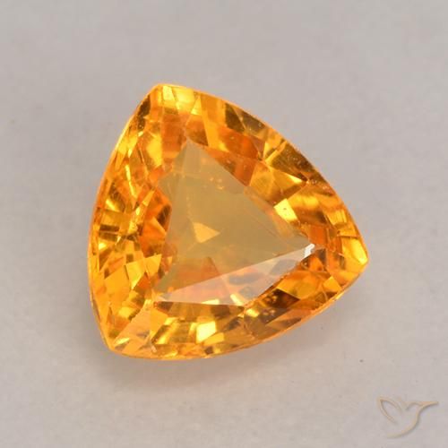 0.64 ct Golden Sapphire Stone, Natural Sapphire in Trillion Facet Shape for Sale