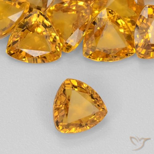 6.83 ctw Golden Sapphire Stones, Natural Sapphire in Trillion Facet Shape for Sale