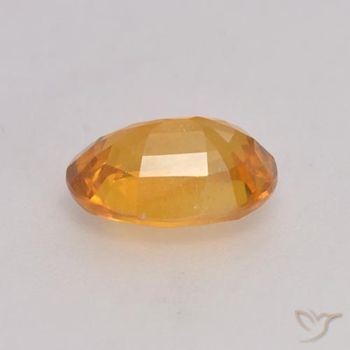 Sapphire Gemstone in 7.6 x 5.7 mm Size for Sale, Sapphire Stone in Orange-Gold Color