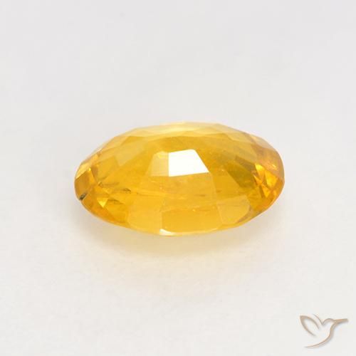 Sapphire Gemstone in 7.2 x 5.5 mm Size for Sale, Sapphire Stone in Golden Orange Color