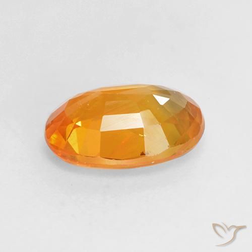 Sapphire Gemstone in 8.1 x 5.6 mm Size for Sale, Sapphire Stone in Medium Orange Color