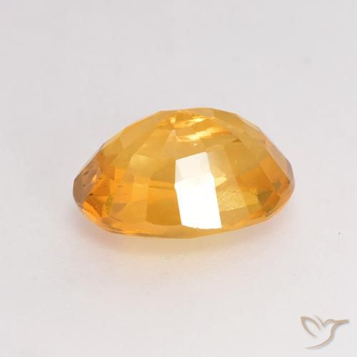 Sapphire Gemstone in 7.6 x 5.3 mm Size for Sale, Sapphire Stone in Medium Orange Color