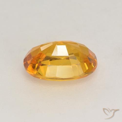 Sapphire Gemstone in 7.8 x 5.5 mm Size for Sale, Sapphire Stone in Orange-Gold Color