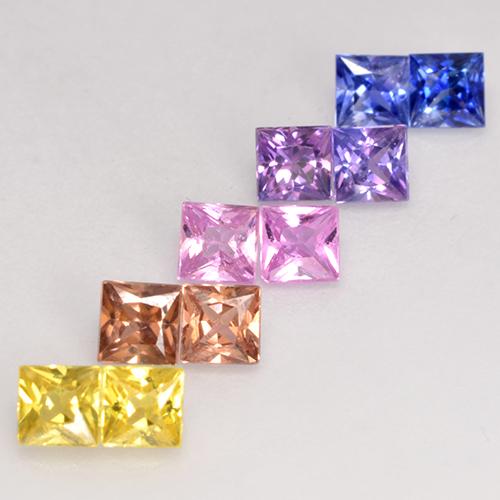 Multicolor Sapphire Gem - 0.2ct Princess-Cut (ID: 533004)